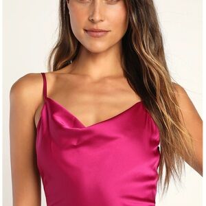 Lulu's Fuchsia Satin Dress